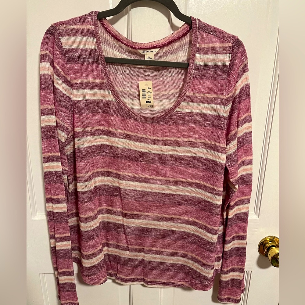 Aeropostale Pink/Purple Striped Sweater